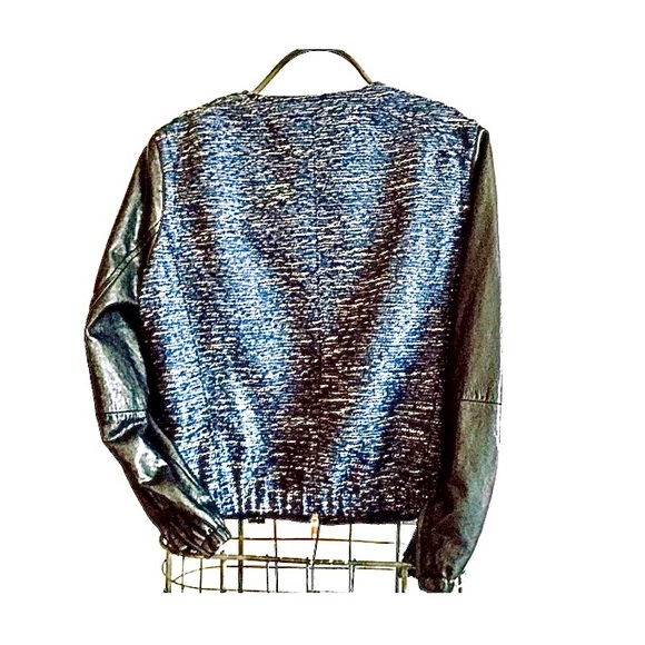 Madewell Bomber Jacket — Metallic Boucle & Leather - Picture 4 of 10